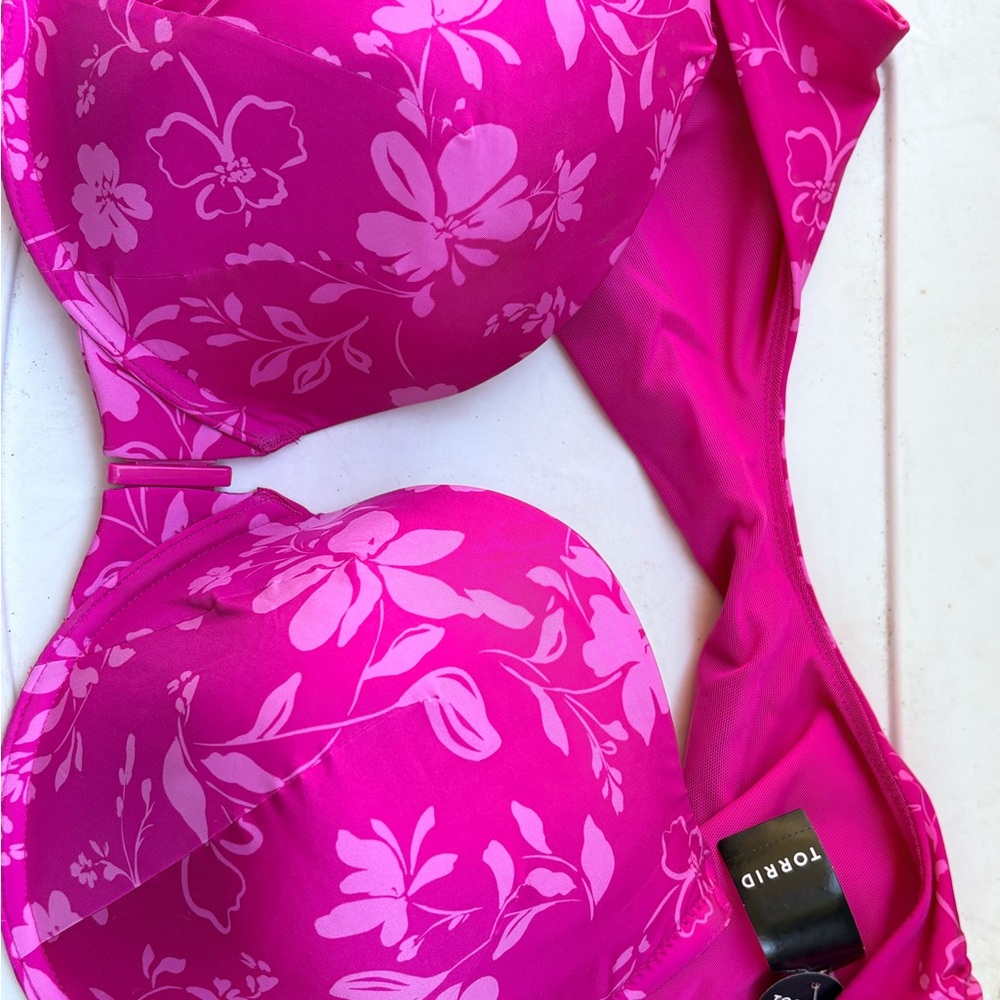 Torrid Hot Pink Floral Bikini Top